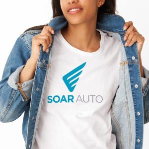 Soar Auto Logo design on a t-shirt